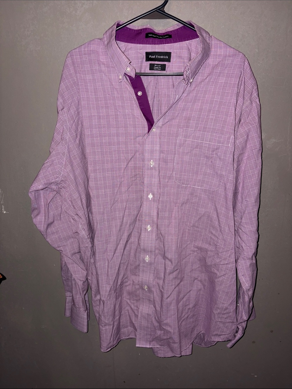 Paul Fredrick Men's Lavender Check Button-Down Dress Shirt